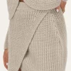 Beige Gebreide Rok Met Overslag