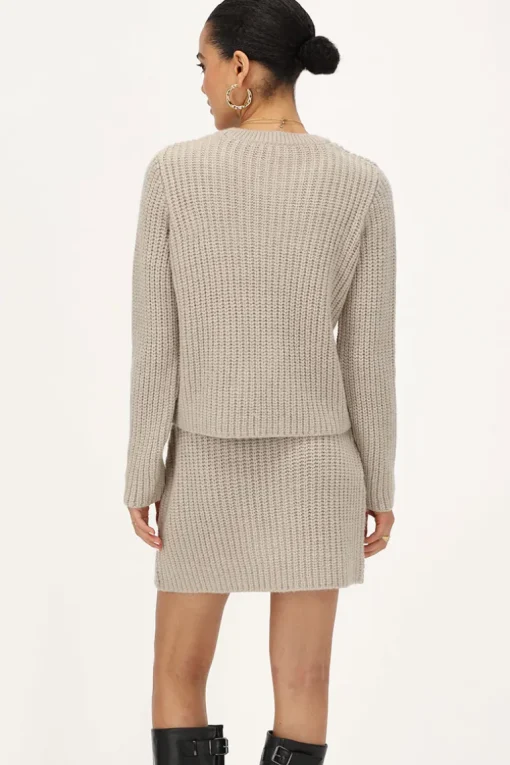 Beige Gebreide Rok Met Overslag