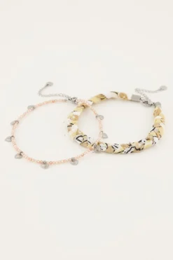Beige Gevlochten Enkelband Set