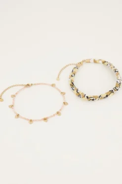 Beige Gevlochten Enkelband Set