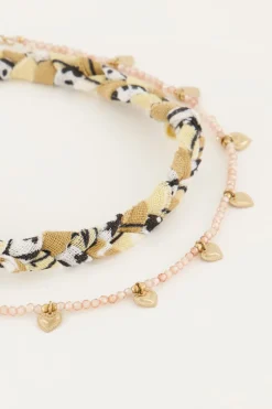 Beige Gevlochten Enkelband Set