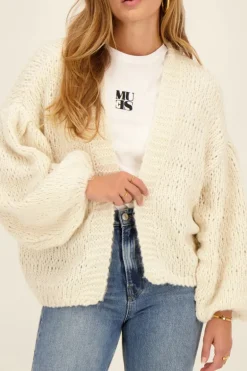 Beige Grof Gebreid Vest