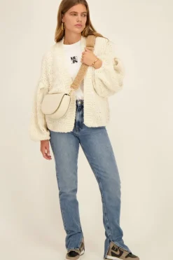 Beige Grof Gebreid Vest