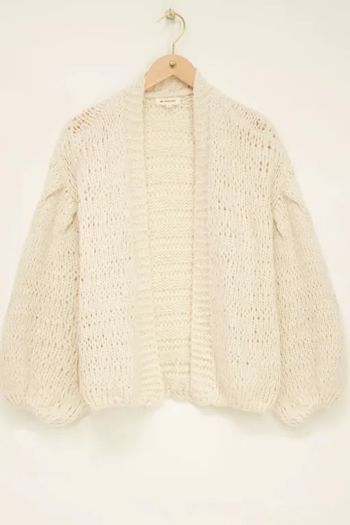 Beige Grof Gebreid Vest