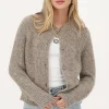 Beige Grof Gebreid Vest Met Lurex
