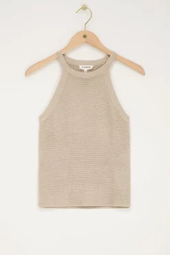Beige Halter Top Met Lurex