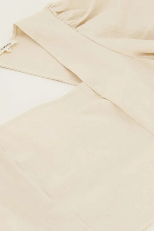 Beige Linnen Look Top Met Pofmouwen