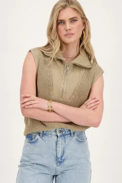 Beige Spencer Met Rits