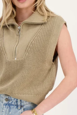 Beige Spencer Met Rits