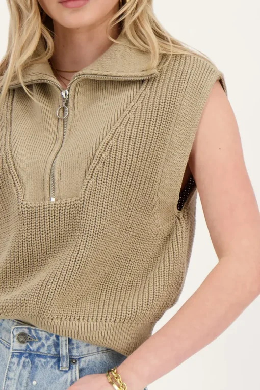 Beige Spencer Met Rits