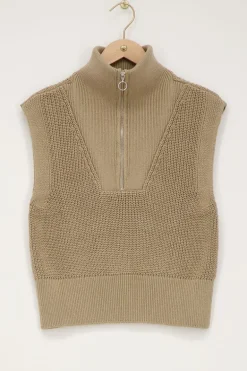Beige Spencer Met Rits