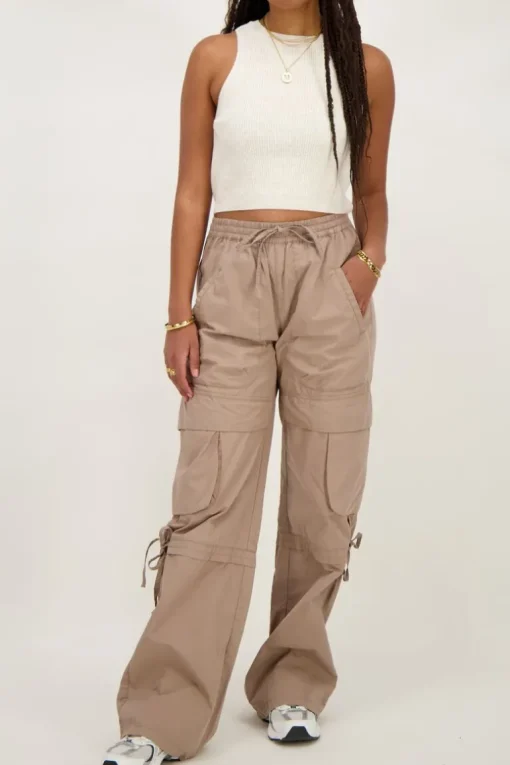 Beige Tanktop Met Rib