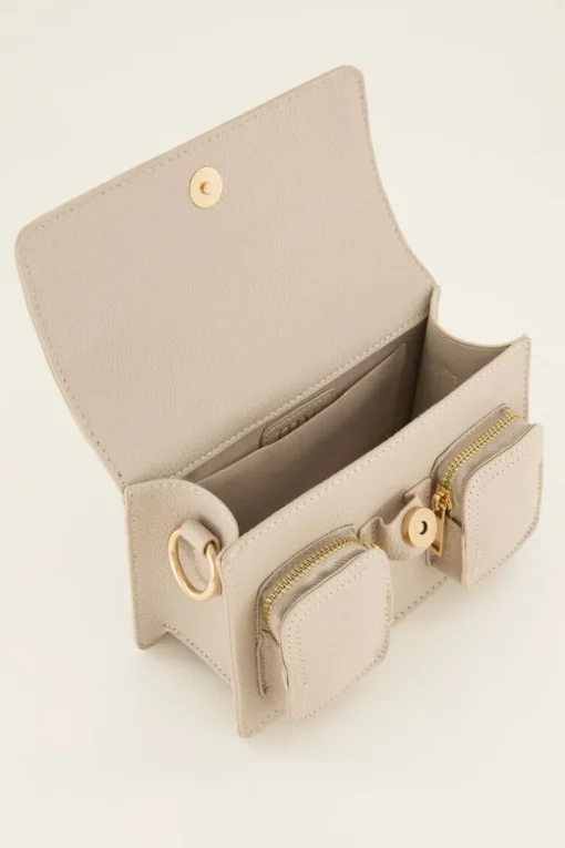 Beige Tas Met Twee Vakken