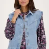 Blauw Denim Gilet Met Schoudervulling