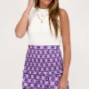 Blauw Rokje Met Roze Print En Smock