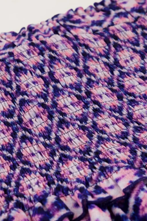 Blauw Rokje Met Roze Print En Smock