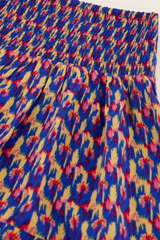Blauw Short Met Multi Kleur Print