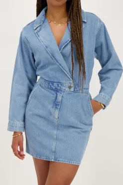 Blauw Spijkerjurkje Met Reverskraag