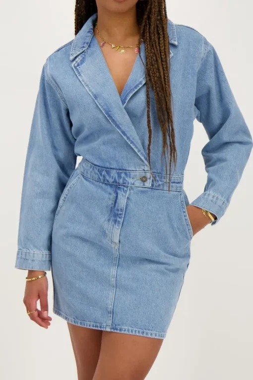 Blauw Spijkerjurkje Met Reverskraag