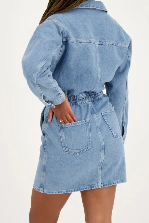 Blauw Spijkerjurkje Met Reverskraag