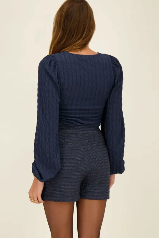 Blauwe Boucle Short Met Lurex