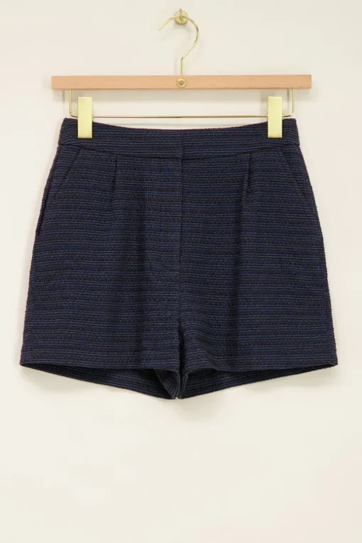 Blauwe Boucle Short Met Lurex