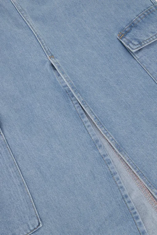 Blauwe Cargo Denim Midi Rok