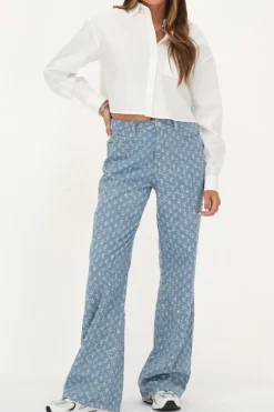 Blauwe Denim Jeans Met Pailletten