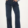 Blauwe Denim Jeans Met Panterprint