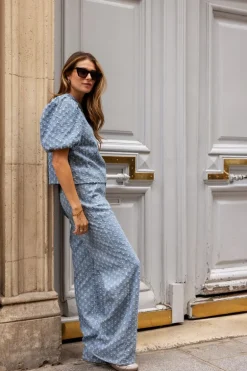 Blauwe Denim Jeans Met Pailletten