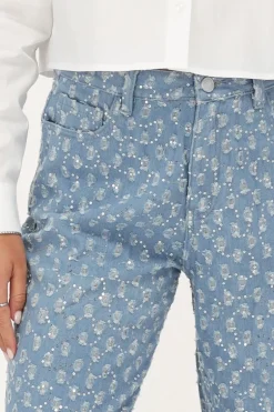 Blauwe Denim Jeans Met Pailletten