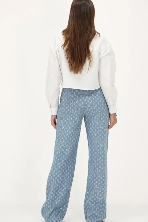 Blauwe Denim Jeans Met Pailletten