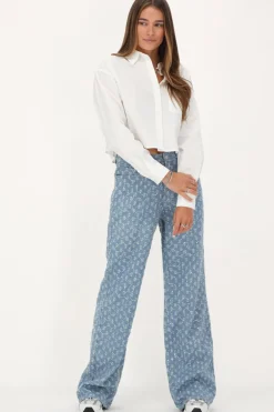 Blauwe Denim Jeans Met Pailletten
