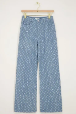 Blauwe Denim Jeans Met Pailletten