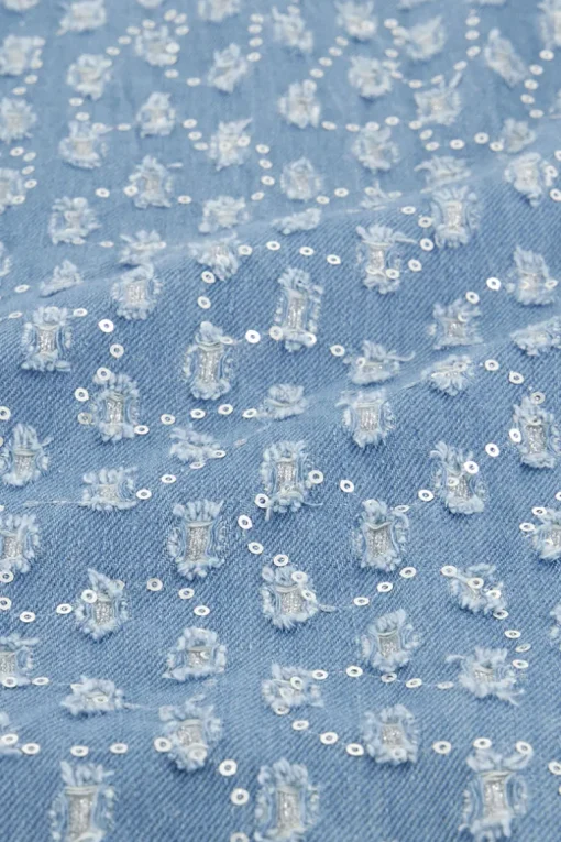 Blauwe Denim Jeans Met Pailletten