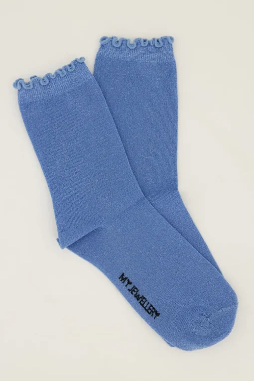 Blauwe Sokken Met Lurex En Ruffle