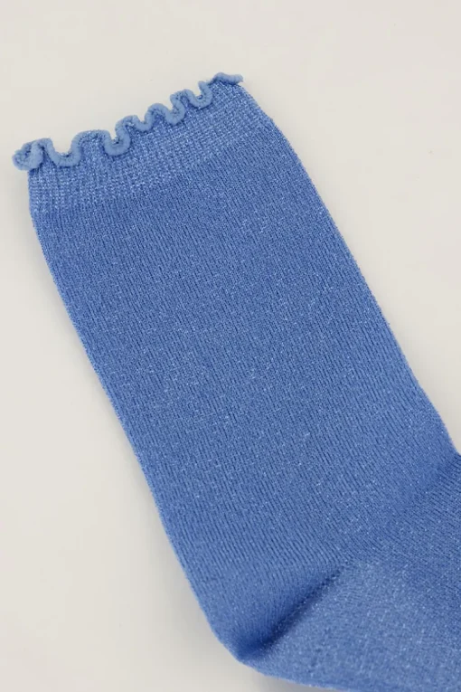 Blauwe Sokken Met Lurex En Ruffle
