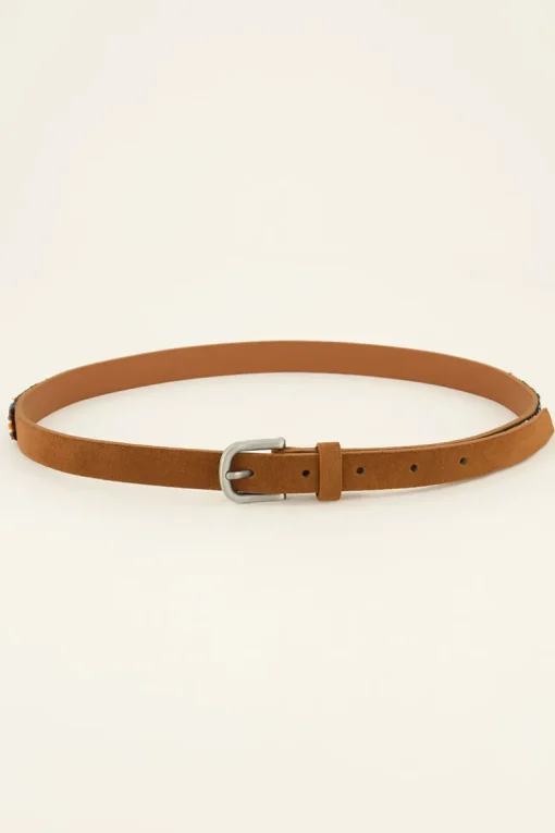 Bruine Riem Met Zilverkleurige Gesp