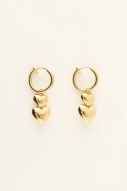Clip Oorbellen Twee Hartjes