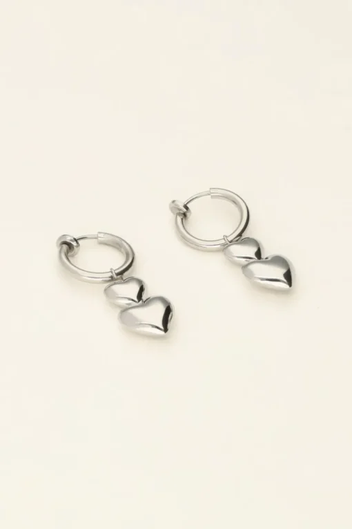 Clip Oorbellen Twee Hartjes