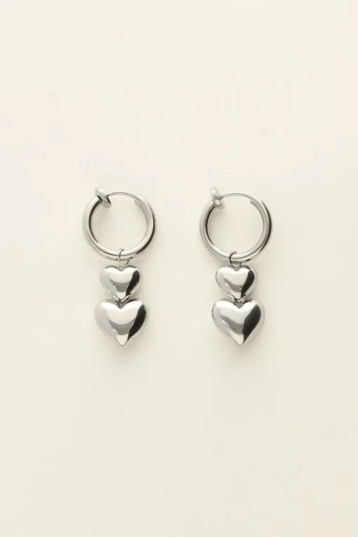 Clip Oorbellen Twee Hartjes