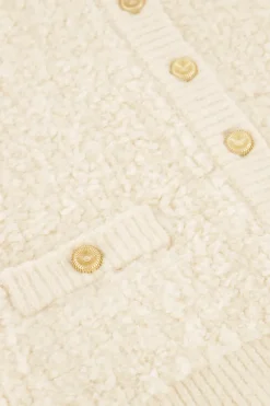 Crème Vestje Met Knopen Bouclé