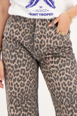 Denim Jeans Met Panterprint