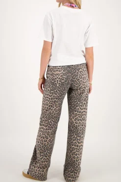 Denim Jeans Met Panterprint