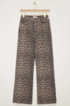 Denim Jeans Met Panterprint
