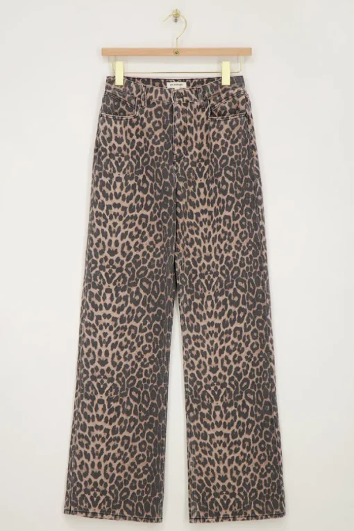 Denim Jeans Met Panterprint
