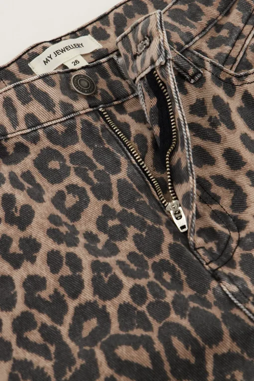 Denim Jeans Met Panterprint