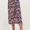 Donkerblauwe Midi Wikkelrok Met Paisleyprint