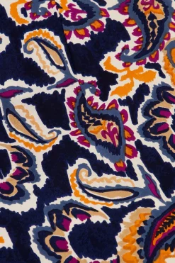 Donkerblauwe Midi Wikkelrok Met Paisleyprint