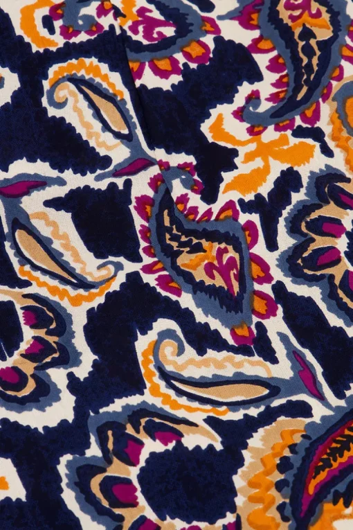 Donkerblauwe Midi Wikkelrok Met Paisleyprint